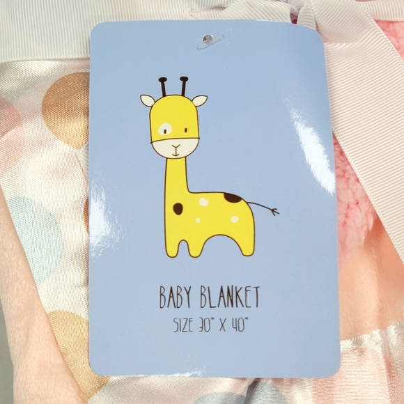 NWT Pink & Peach Velvet & Shearling Fleece Baby Blanket, 30" x 40", Satiny Trim - Picture 2 of 4